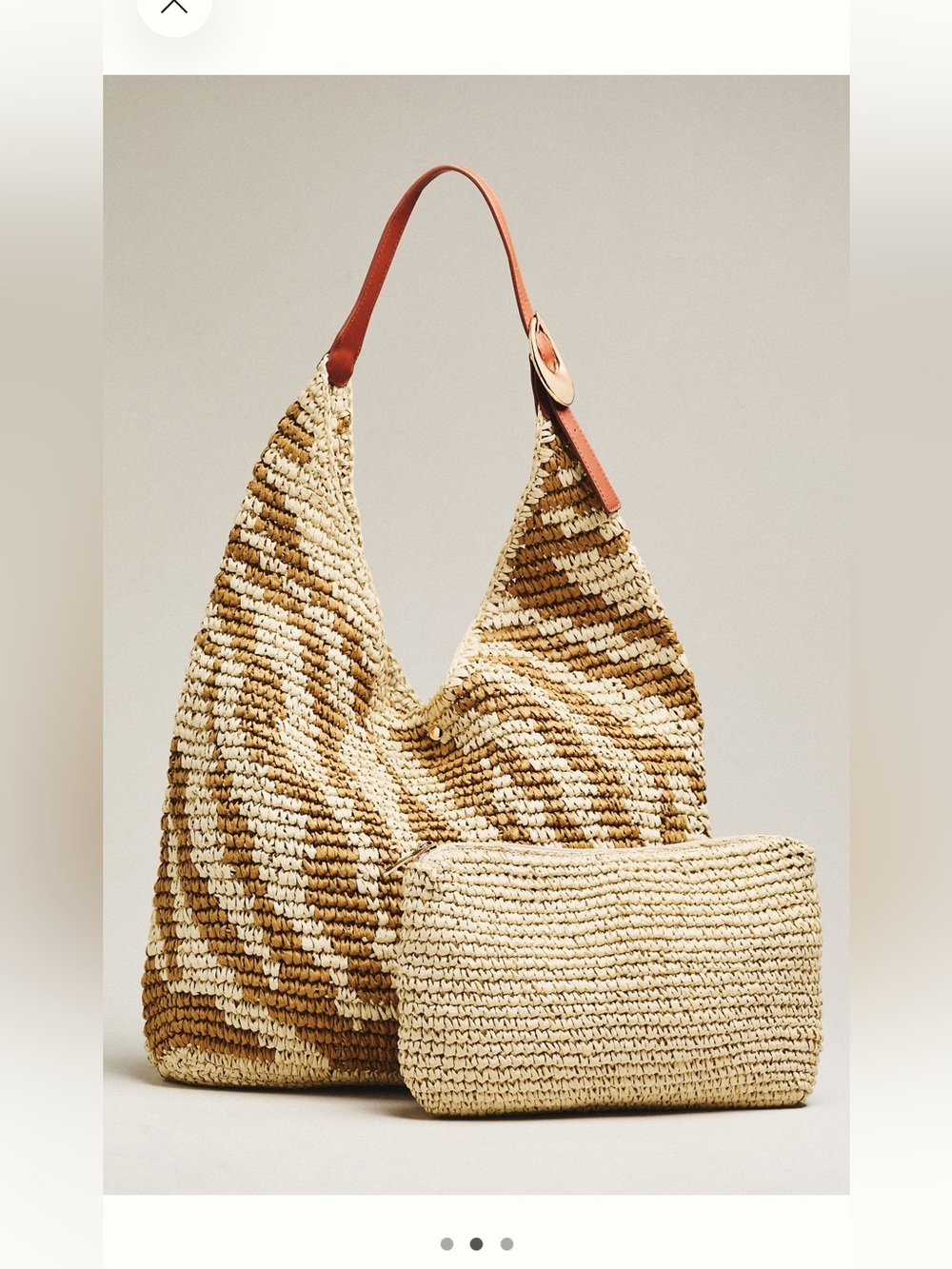 Love Knot Raffia Buckle Slouchy Bag - Beige & Tan - Anthropologie